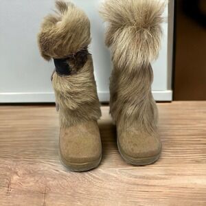 Bearpaw Kola II Brown Goat Fur Calf Skin Leather Suede Winter Snow Boots / US 4